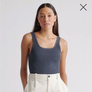 NWT Quince Gray Cropped Square Neck Ribbed Tank Size M